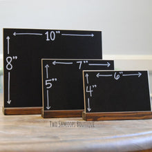 Load image into Gallery viewer, Mini Chalkboard Sign with Dark Walnut Stand - 4x6 Inches