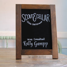 Load image into Gallery viewer, Rustic Chalkboard Sign Easel - Blank or Personalized - Various Frame Colors - 11"x15"