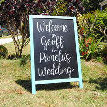 Load image into Gallery viewer, Large rustic personalized chalkboard easel. by Two Shmoops Boutique