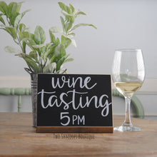 Load image into Gallery viewer, Small Chalkboard Sign with Dark Walnut Stand - 5x7 Inches