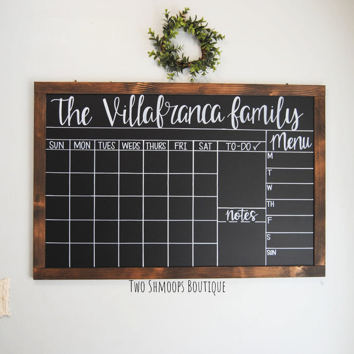 Large Rustic Chalkboard Calendar. By Two Shmoops Boutique. Free Shipping on orders over $35!