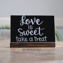 Load image into Gallery viewer, Small Chalkboard Sign with Dark Walnut Stand - 5x7 Inches