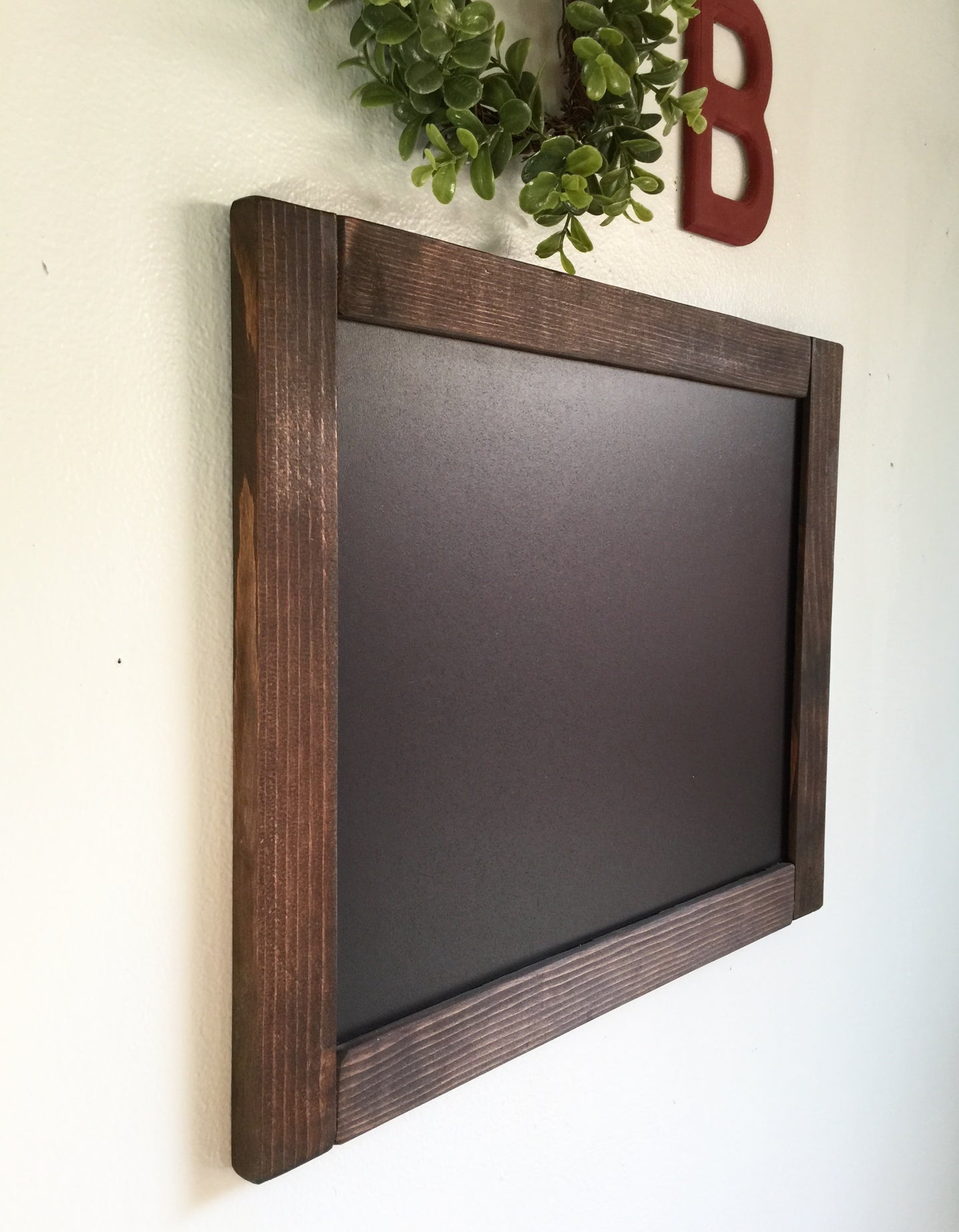Wall Hanging Chalkboard Sign with Dark Walnut Frame - 14x17 Inches